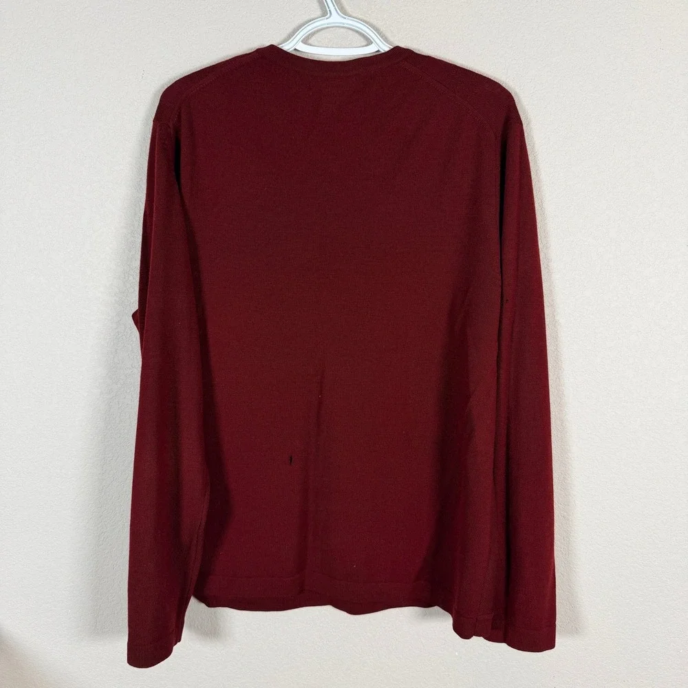 Banana Republic Extra Fine Italian Merino Wool Sweater‎ Mens L Red V-Neck read